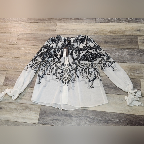 Just Cavalli Patterned Sheer Sparkly V Neck Tunic Size Xlarge. New with tags - Picture 1 of 10